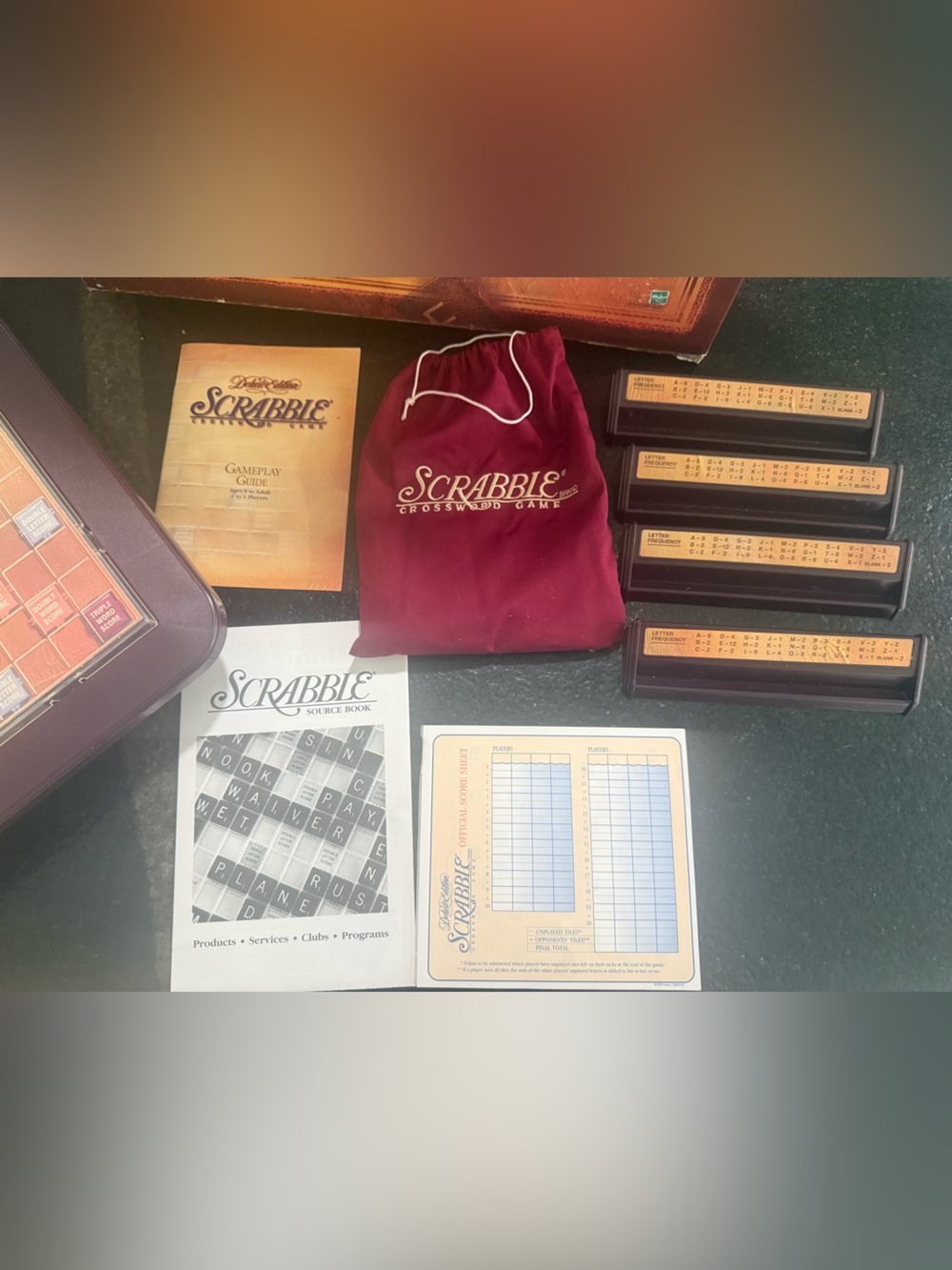 Vintage 1999 Scrable Deluxe Edition Crossword game with rotating turntable board - Picture 3 of 6
